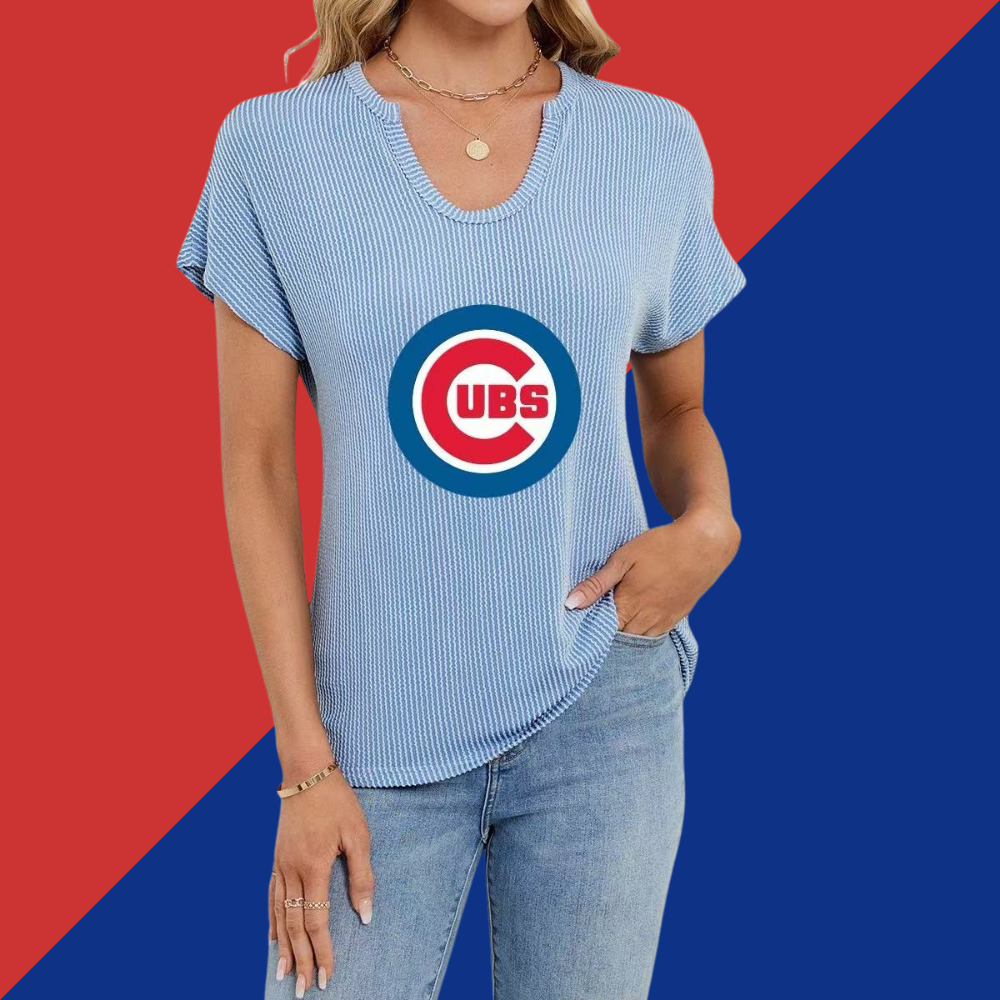 New Twist Strip Loose Women's Short Sleeve U Neck Knit Top T Shirt Women - Baseswear
