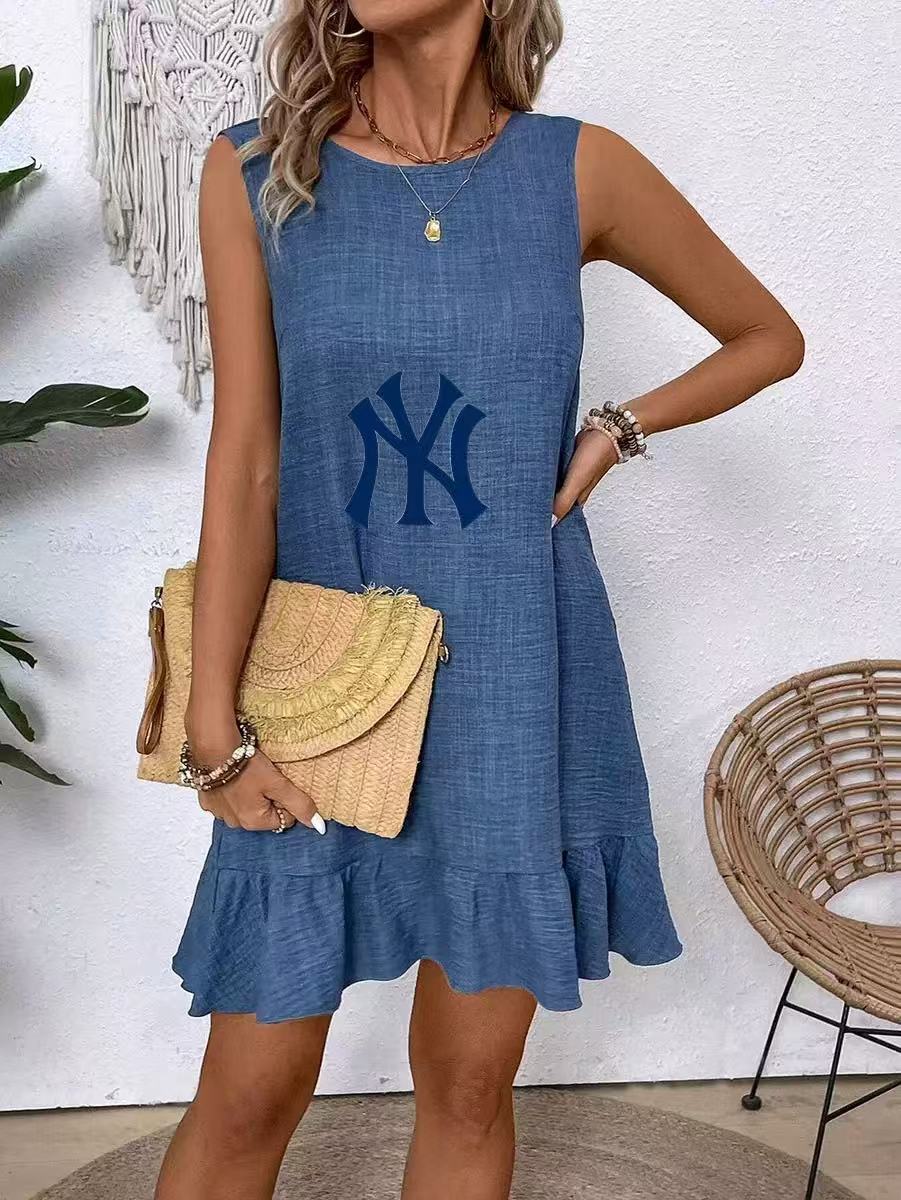 2025New summer vest skirt with sleeveless casual dress with lotus edges - Baseswear