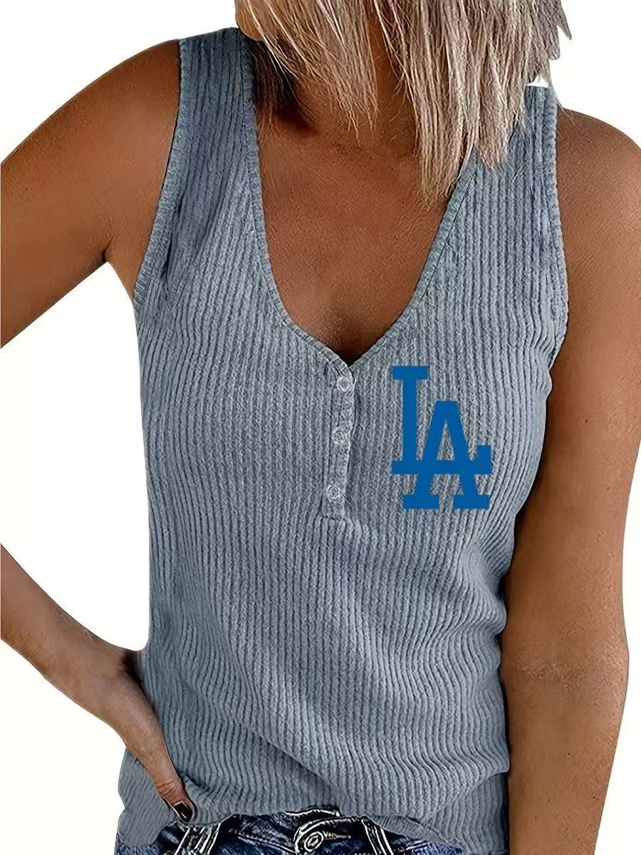 Women's Button Vest Solid Color V Neck Sleeveless T Shirt Top Creative Creation - Baseswear