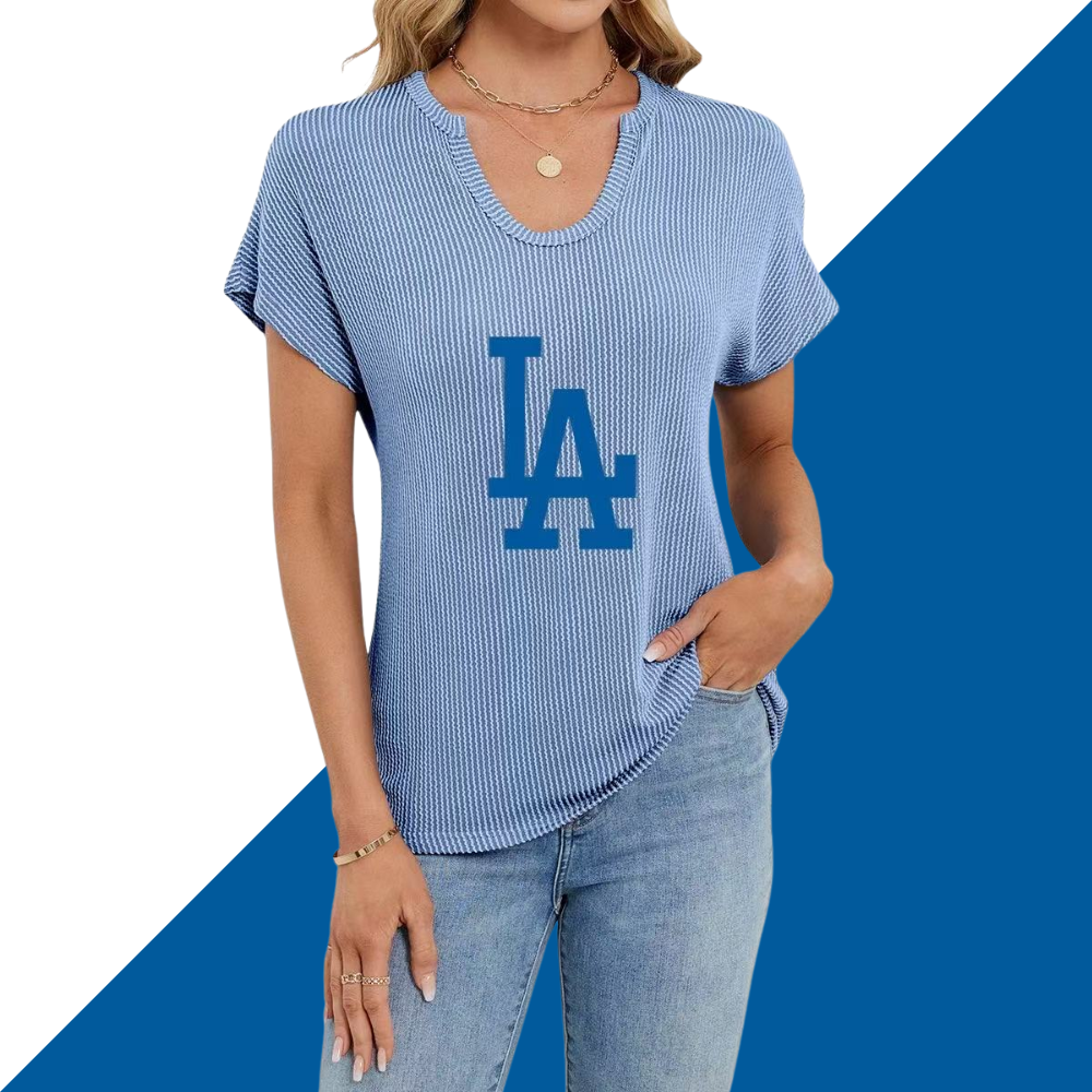 New Twist Strip Loose Women's Short Sleeve U Neck Knit Top T Shirt Women - Baseswear