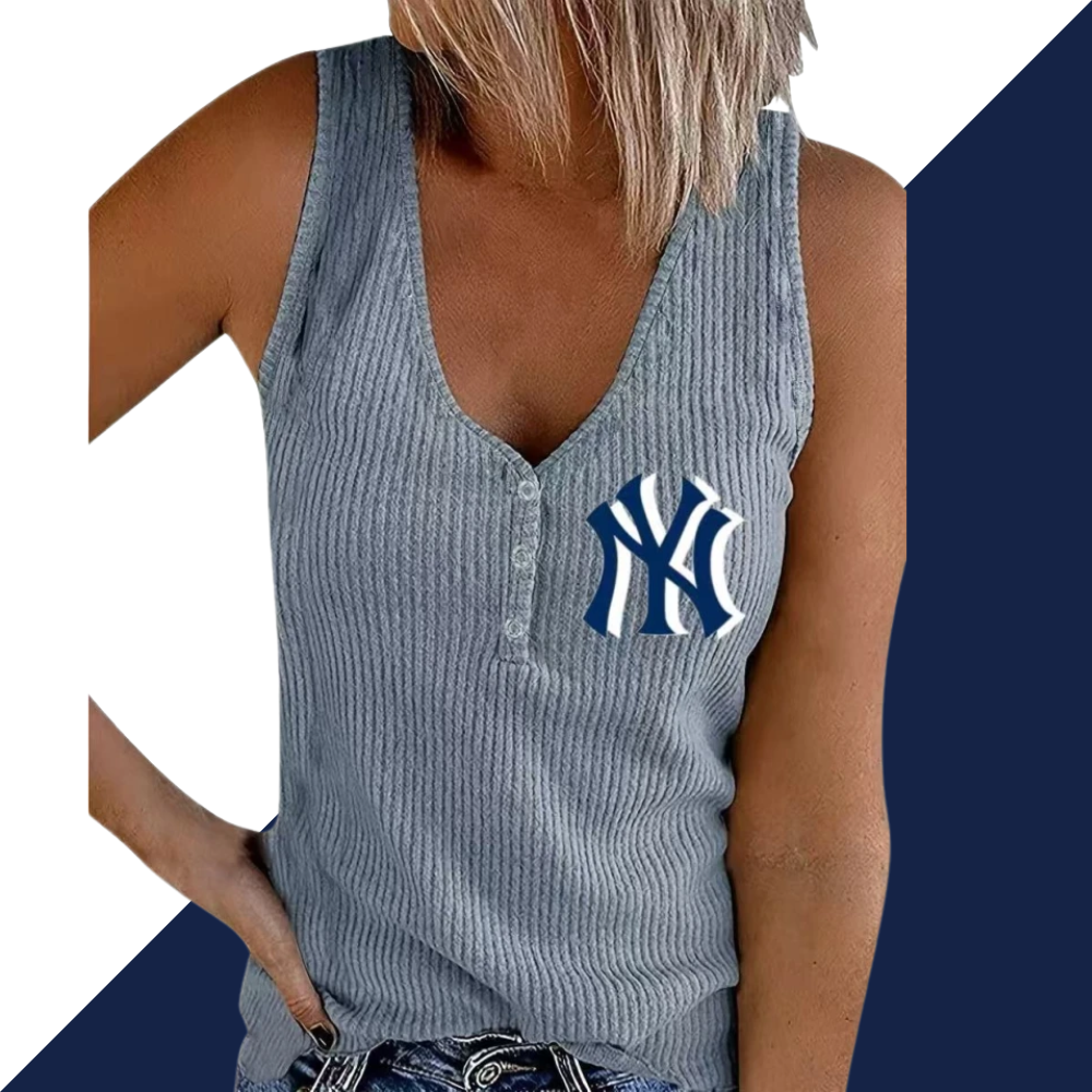 Women's Button Vest Solid Color V Neck Sleeveless T Shirt Top Creative Creation - Baseswear
