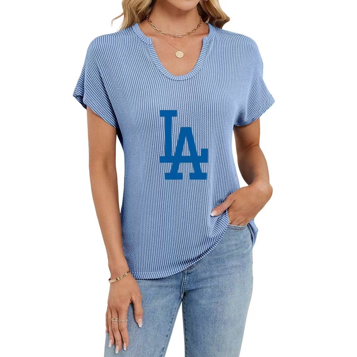 New Twist Strip Loose Women's Short Sleeve U Neck Knit Top T Shirt Women - Baseswear