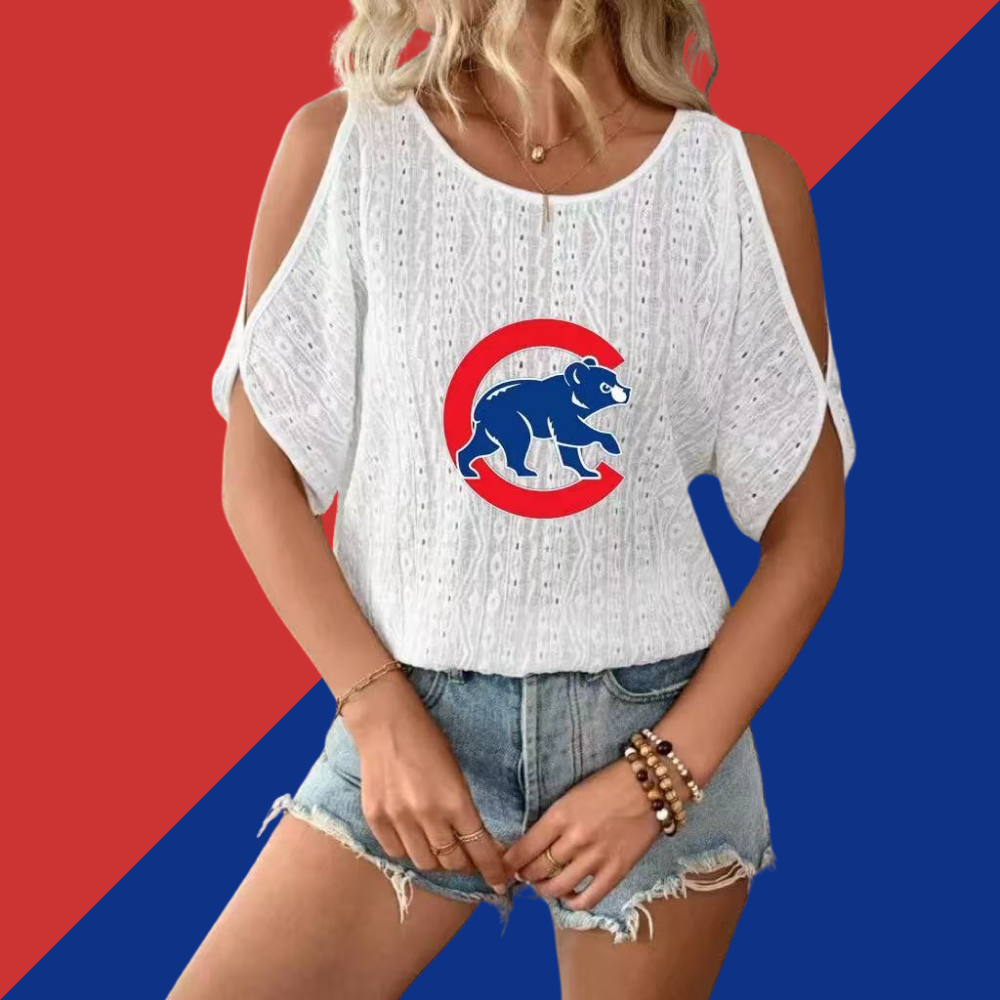 2025 spring and summer new solid color strapless hollow out bat sleeve T-shirt women - Baseswear
