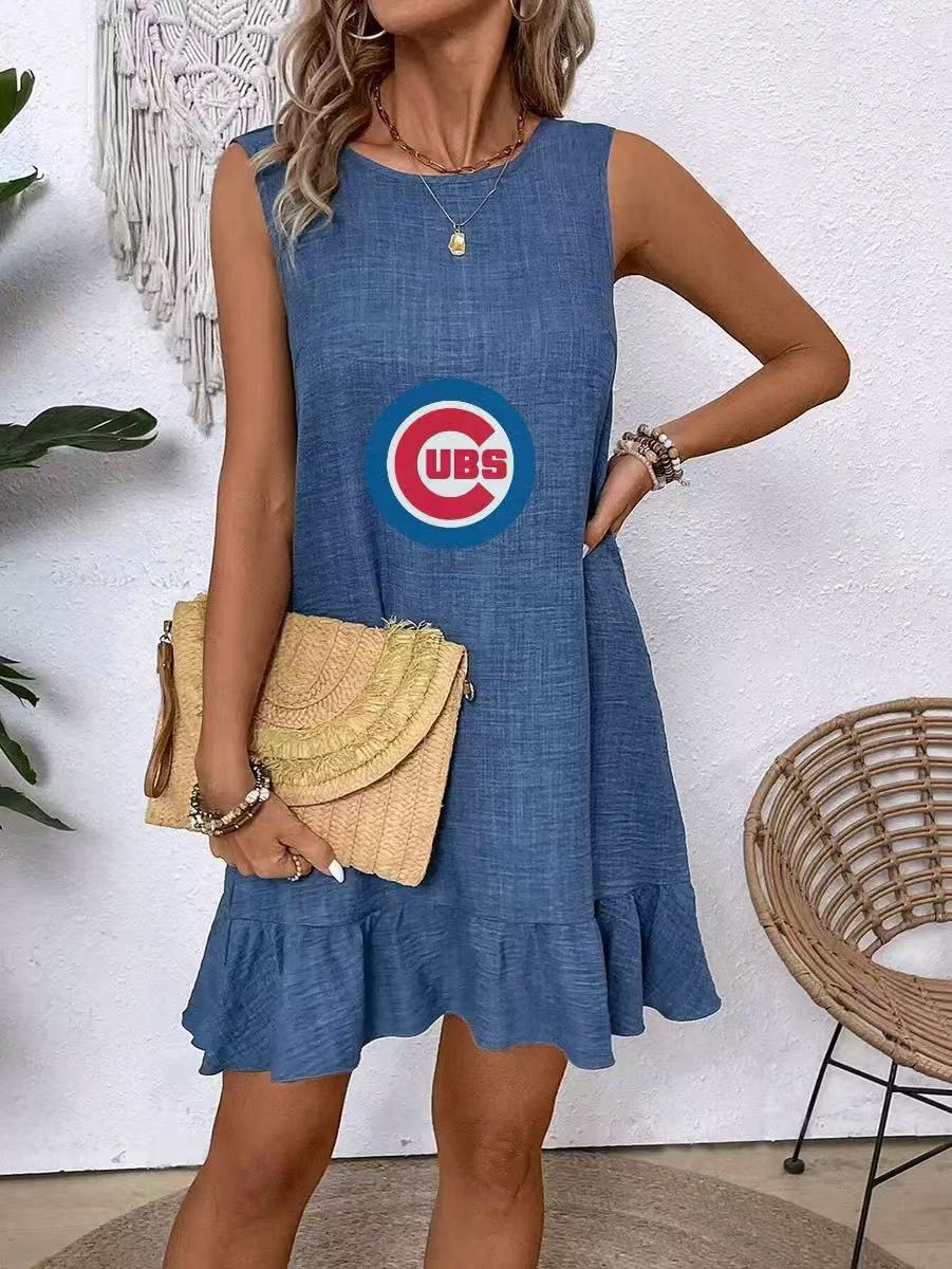 2025New summer vest skirt with sleeveless casual dress with lotus edges - Baseswear
